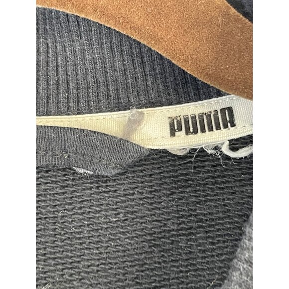 Puma sweater zip up pockets white shoulders no size tag black white medium READ - Picture 6 of 6